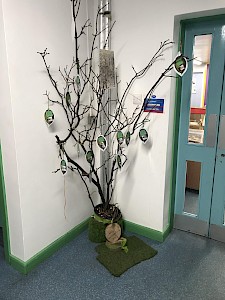Enchanted tree with labels showing children’s achievement.