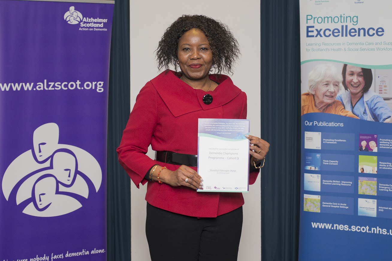 Toyin with her Dementia Champions Certification