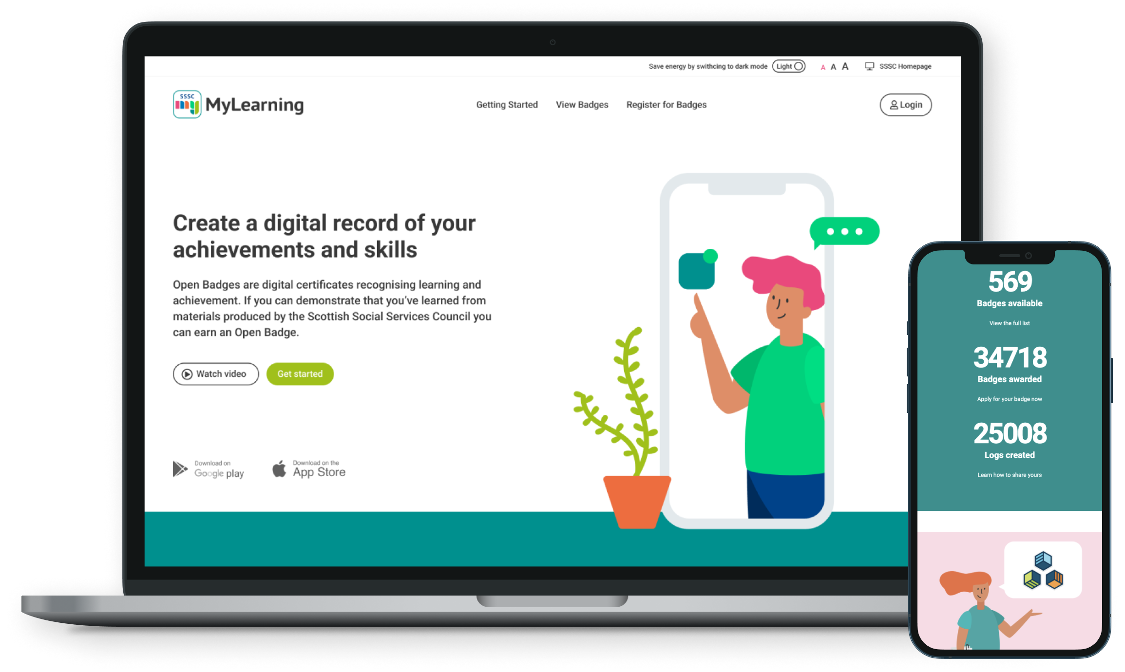 A learning website mockop on desktop and mobile